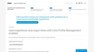 Users experience slow logon times with Citrix Profile Management ...