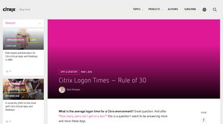 Citrix Logon Times – Rule of 30 | Citrix Blogs
