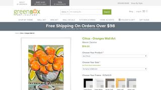 Citrus - Oranges, Kitchen Canvas Wall Art | GreenBox