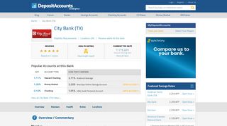 City Bank (TX) Reviews and Rates - Deposit Accounts
