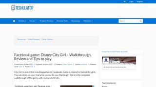 Facebook game: Disney City Girl – Walkthrough, Review and Tips to ...