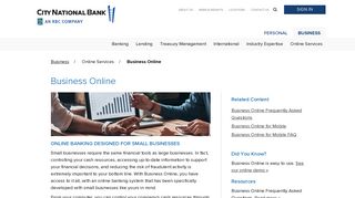 Online Services for Small Business - City National Bank