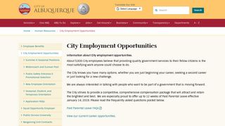City Employment Opportunities — City of Albuquerque