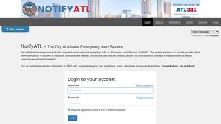 Atlanta - NotifyATL - Login to your account - CAHAN/Everbridge Login
