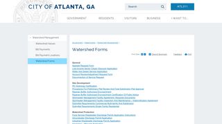 Atlanta, GA : Watershed Forms - City of Atlanta