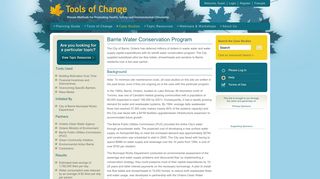 Barrie Water Conservation Program - Tools of Change