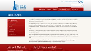 City of Boston Credit Union - Mobile App