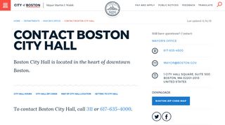 Contact Boston City Hall | Boston.gov