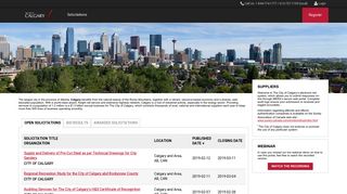 City of Calgary - List of Open Solicitations