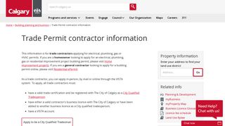 The City of Calgary - Trade Permit contractor information
