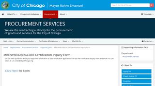 City of Chicago :: MBE/WBE/DBE/ACDBE Certification Inquiry Form