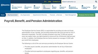 Payroll, Benefit, and Pension Administration :: City of Edmonton