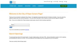 the City of Hope Careers Page! - Taleo