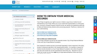 Patients: How to Obtain Your Medical Records | City of Hope near Los ...