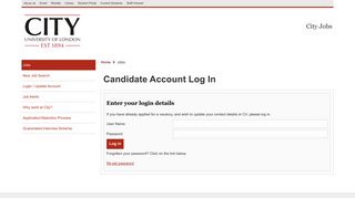 City University - Candidate Account Log In