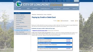 Paying by Credit or Debit Card | City of Longmont, Colorado