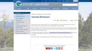 Automatic Bill Payment | City of Longmont, Colorado