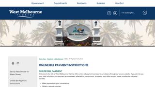 Online Bill Payment Instructions - City of West Melbourne