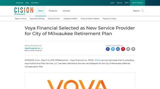 Voya Financial Selected as New Service Provider for City of ...