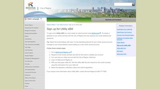 Sign up for Utility eBill - City of Regina