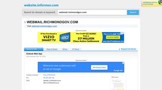 webmail.richmondgov.com at WI. Outlook Web App - Website Informer