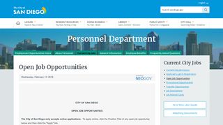 Open Job Opportunities | City of San Diego Official Website