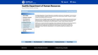 City of Seattle - Personnel Department - Employee Services - Seattle.gov