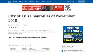 City of Tulsa payroll as of November 2018 | Databases | tulsaworld.com