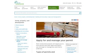 Apply for and manage your permit | City of Vancouver