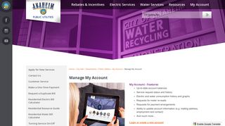 Manage My Account | Anaheim, CA - Official Website