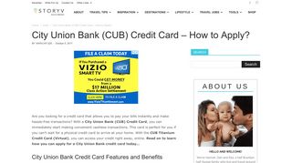 City Union Bank (CUB) Credit Card – How to Apply? - StoryV Travel ...