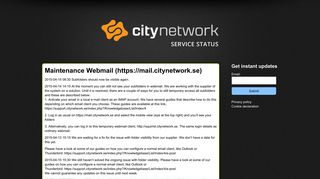 Maintenance Webmail (https://mail.citynetwork.se) - City Network Status