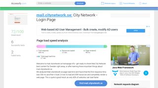 Access mail.citynetwork.se. City Network - Login Page