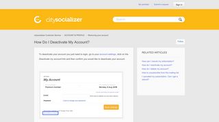 How do I deactivate my account? – citysocializer Customer Service