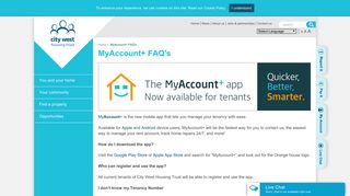 MyAccount+ FAQ's - City West Housing Trust