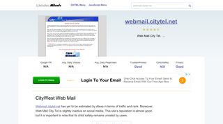 Webmail.citytel.net website. CityWest Web Mail.