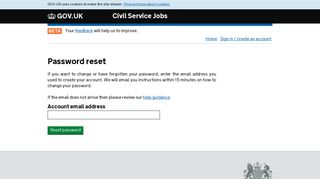 Password reset - Civil Service Jobs
