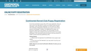 Online Puppy Registration - CKC - Continental Kennel Club