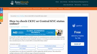 How to check CKYC or Central KYC status online? - BasuNivesh
