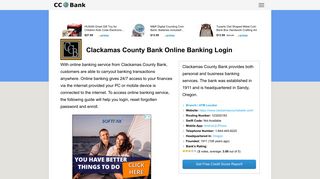 Clackamas County Bank Online Banking Login - CC Bank