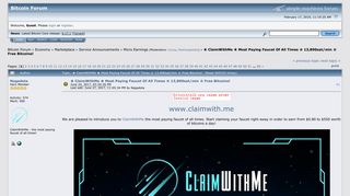 ClaimWithMe Most Paying Faucet Of All Times 13,890sat/min Free ...