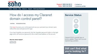How do I access my Claranet domain control panel? - Claranet SOHO