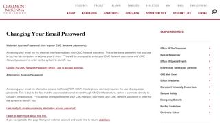 Changing Your Email Password | Claremont McKenna College