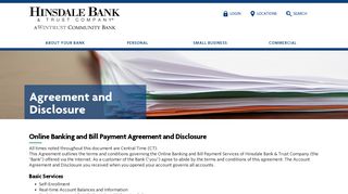 Agreement and Disclosure - Hinsdale Bank & Trust