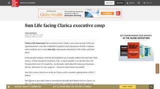 Sun Life facing Clarica executive coup - The Globe and Mail