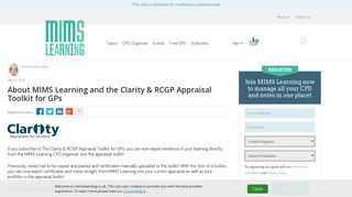 About MIMS Learning and the Clarity & RCGP Appraisal Toolkit for GPs
