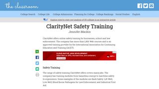 ClarityNet Safety Training | The Classroom