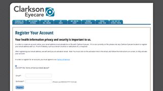 Clarkson Eyecare - Register for an Account