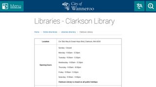 Libraries - Clarkson Library - City of Wanneroo