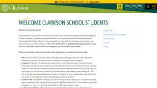 Welcome Clarkson School Students | Clarkson University